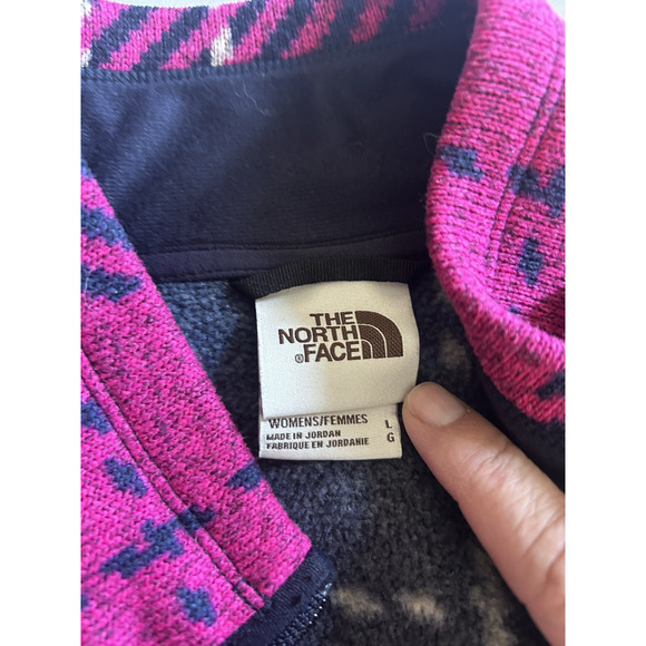 The North Face Plaid Full Zip Fleece Jacket Womens Size Large Pink Blue Outdoor - Picture 3 of 8